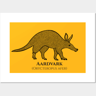 Aardvark with Common and Latin Names - detailed animal design Posters and Art